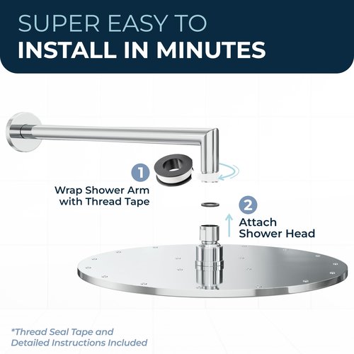 HammerHead Showers® Solid Metal 12 Inch Rainfall Shower Head, Large Rain Shower Head, 2.5 GPM High Flow Shower Head Optimized for Pressure, Wall-Mounted or Ceiling Rain Shower Head, Chrome