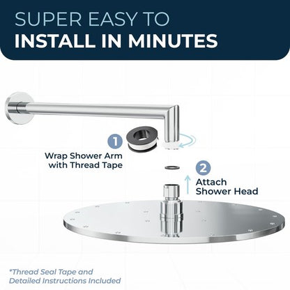HammerHead Showers® Solid Metal 12 Inch Rainfall Shower Head, Large Rain Shower Head, 2.5 GPM High Flow Shower Head Optimized for Pressure, Wall-Mounted or Ceiling Rain Shower Head, Chrome