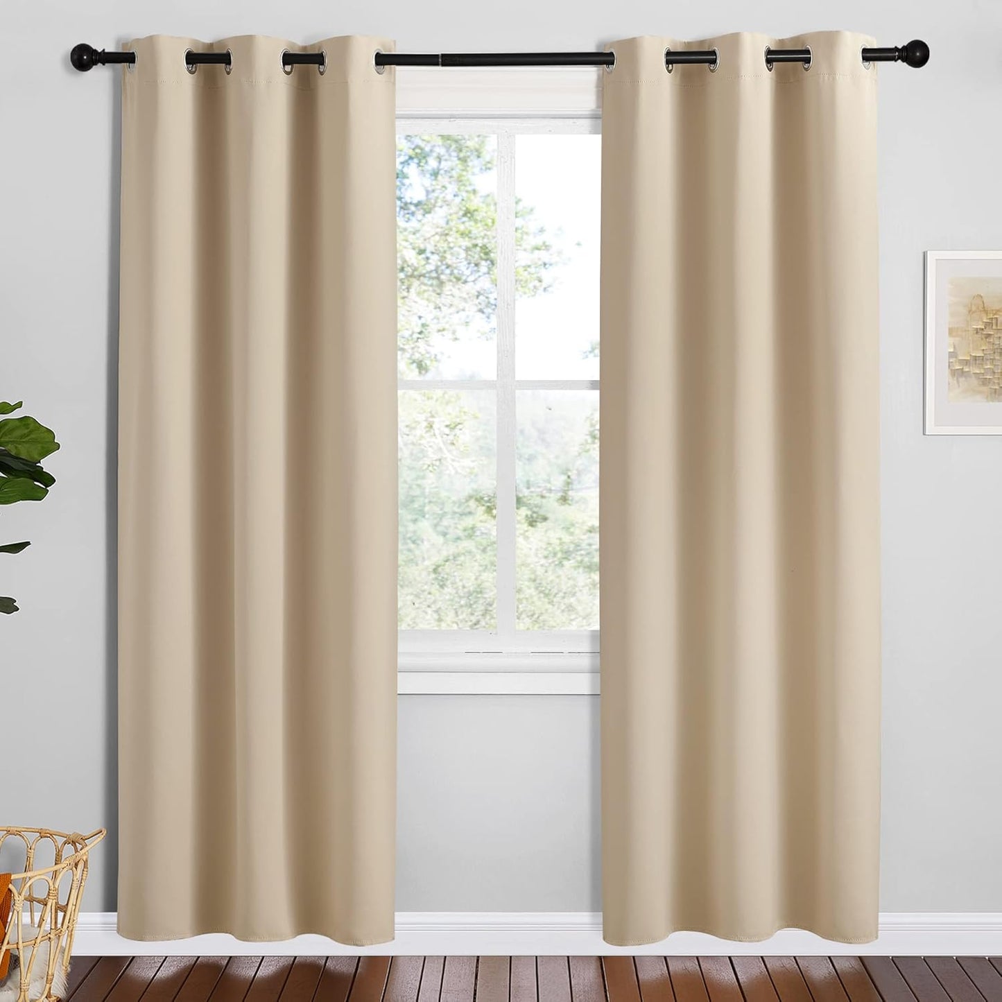 NICETOWN Room Darkening Curtain Panels - Thermal Insulated Grommet Drapes, Biscotti Beige, 2 Panels (W42 x L78)