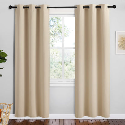 NICETOWN Room Darkening Curtain Panels - Thermal Insulated Grommet Drapes, Biscotti Beige, 2 Panels (W42 x L78)
