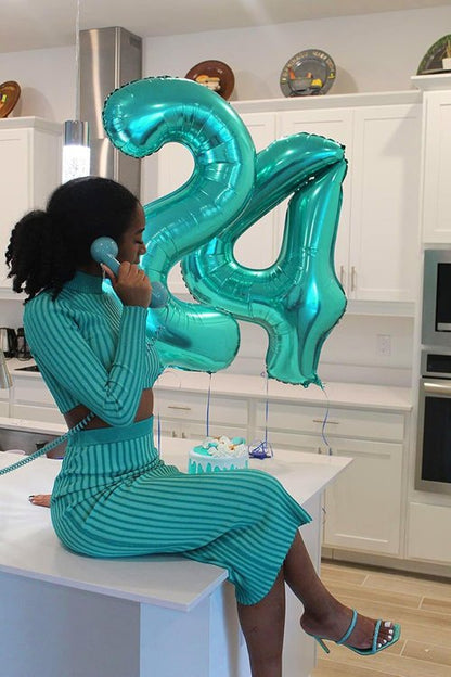 40 Inch Blue-Green Number 4 Balloon by [Brand Name] | Perfect for Birthdays & Graduations