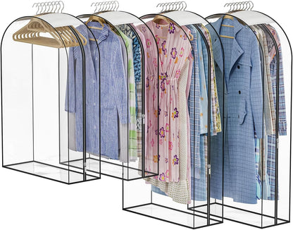 Skiennix Garment Bags - Upgraded Thickened Clear Hanging Storage for Clothes | 4 Packs (40 & 50 Inch)