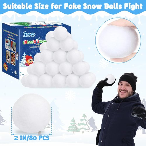 Luces 80 PCS Soft Fake Snow Balls - Indoor & Outdoor Winter Fun | Perfect for Christmas Games