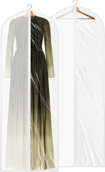 Simple Houseware 65-Inch Clear Garment Bags - Zippered Storage for Gowns, Suits & Dresses | 2 Pack