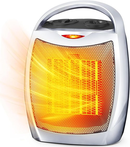 Electactic Small Space Heater - 1500W Portable Electric Heater with Thermostat for Home & Office | Fast Heating for 200 Sq. Ft.