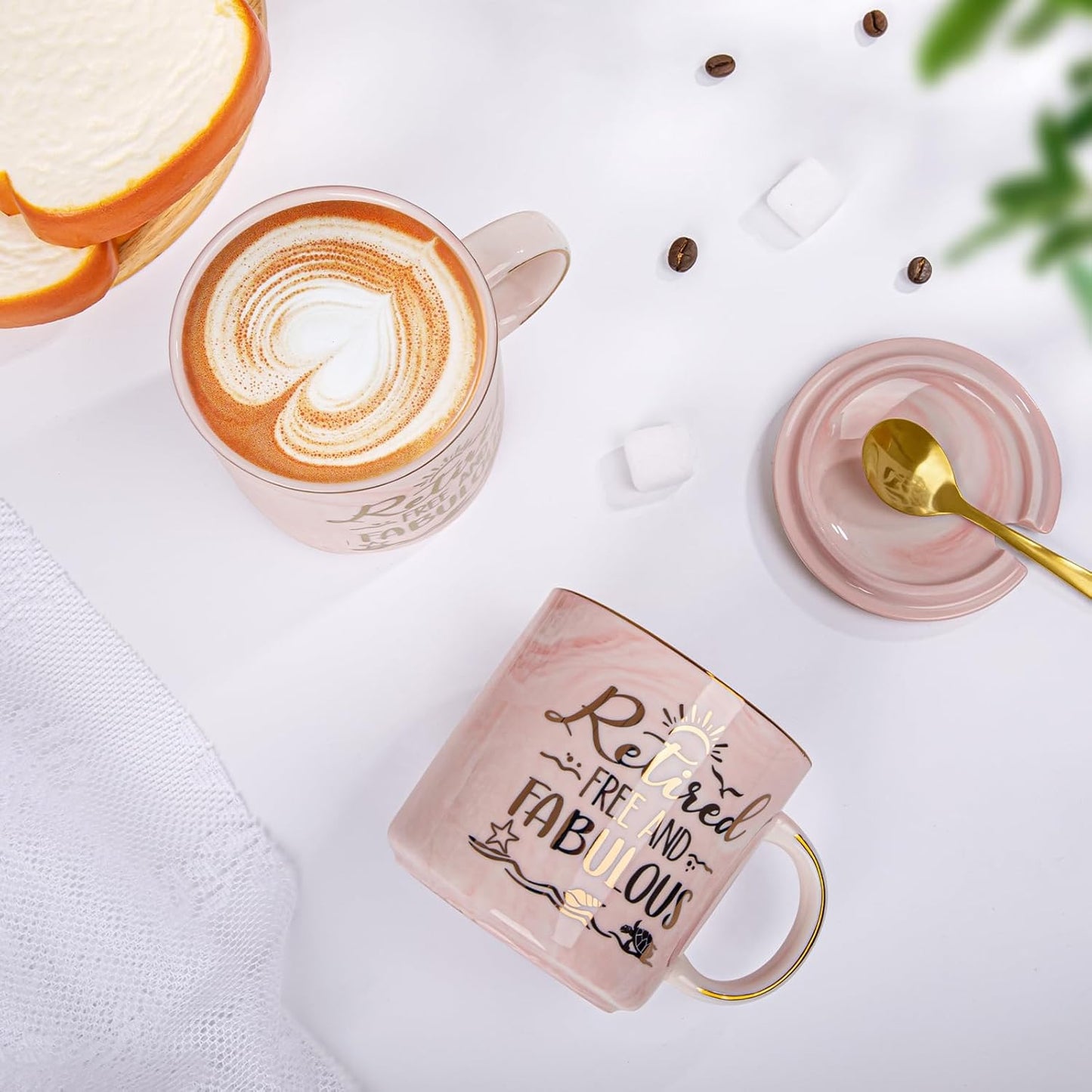 Retirement Gift for Woman 2026 - Retirement Gifts for Women, Coworker Leaving, Farewell, Going Away, Goodbye Gifts, Retired Free And Fabulous -14oz Pink Marble Coffee Mug, Gift Box