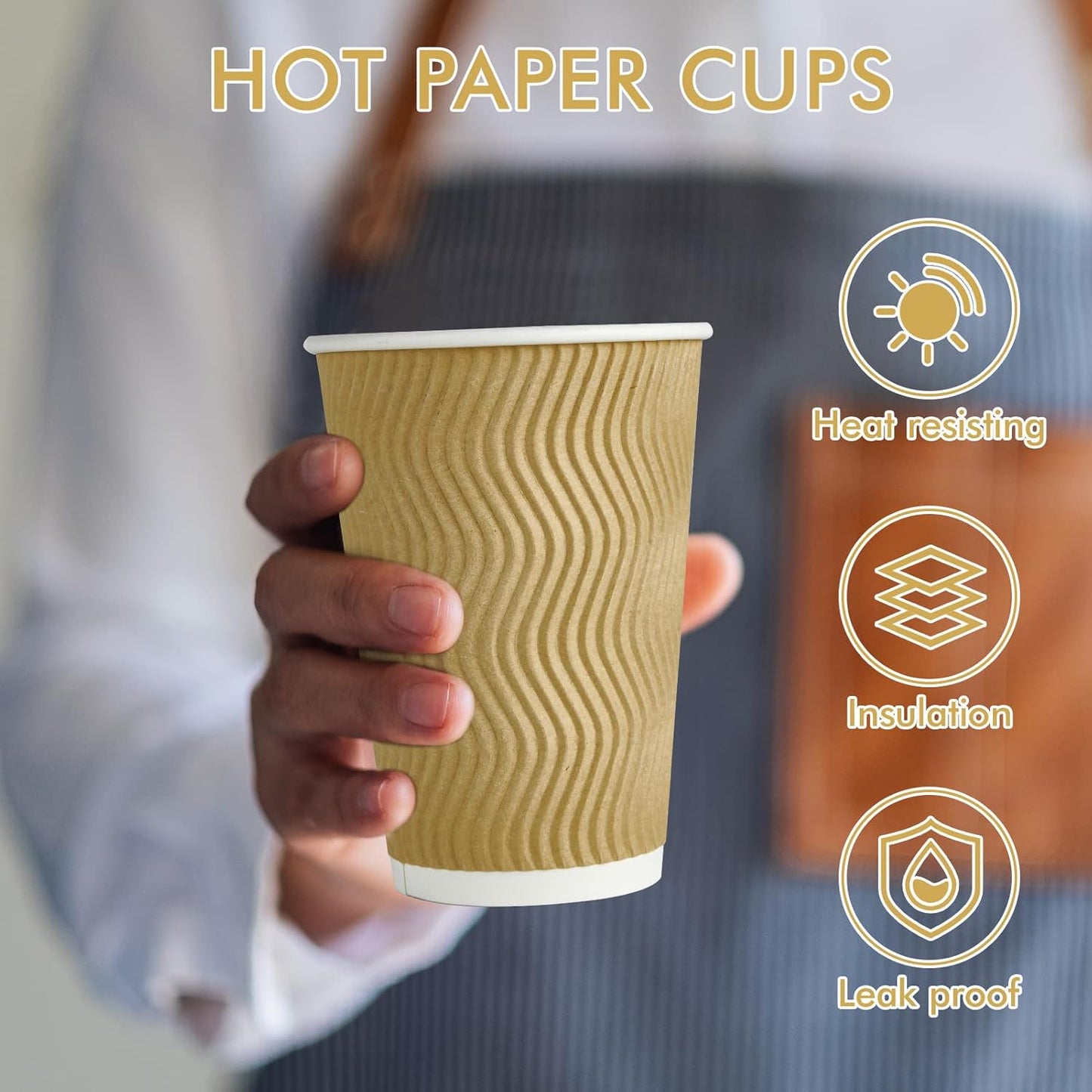 Skiennix 12 Oz Insulated Coffee Cups - 80 Count Ripple Wall Design for Hot Beverages
