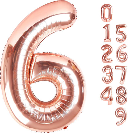 Number 6 Balloon 40 Inch - Rose Gold 6th Birthday Decorations for Men & Women | Perfect for Anniversaries & Graduations