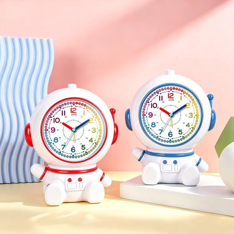 Analog Alarm Clock for Kids with Night Light – Blue, Snooze, 2 Alarm Modes