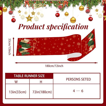 Christmas Tree Table Runner - 13 x 72 in, Polyester, Farmnall - Variation: Christmas Tree 2