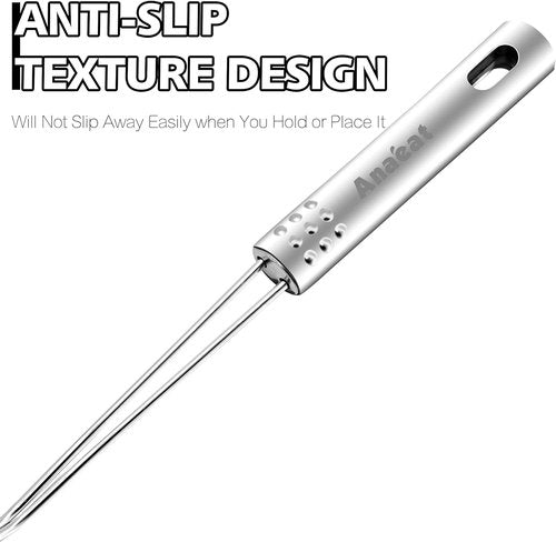 Anaeat Stainless Steel Spider Skimmer - Set of 3 Professional Kitchen Strainers with Long Handles (4.5", 5.3", 6.1")