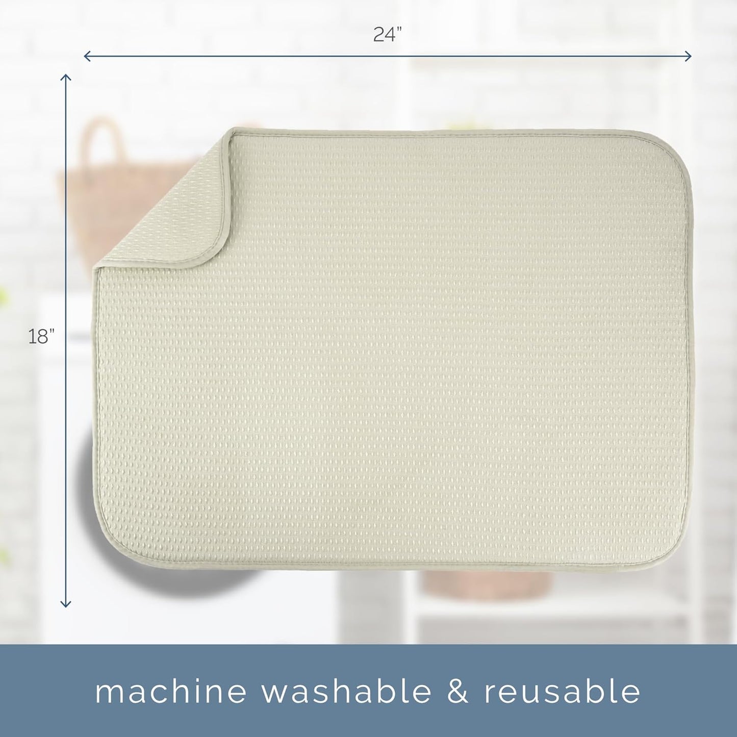 S&T INC. XL Dish Drying Mat - Absorbent Microfiber Kitchen Counter Pad, 18” x 24”, Cream Diamond Texture