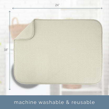 S&T INC. XL Dish Drying Mat - Absorbent Microfiber Kitchen Counter Pad, 18” x 24”, Cream Diamond Texture