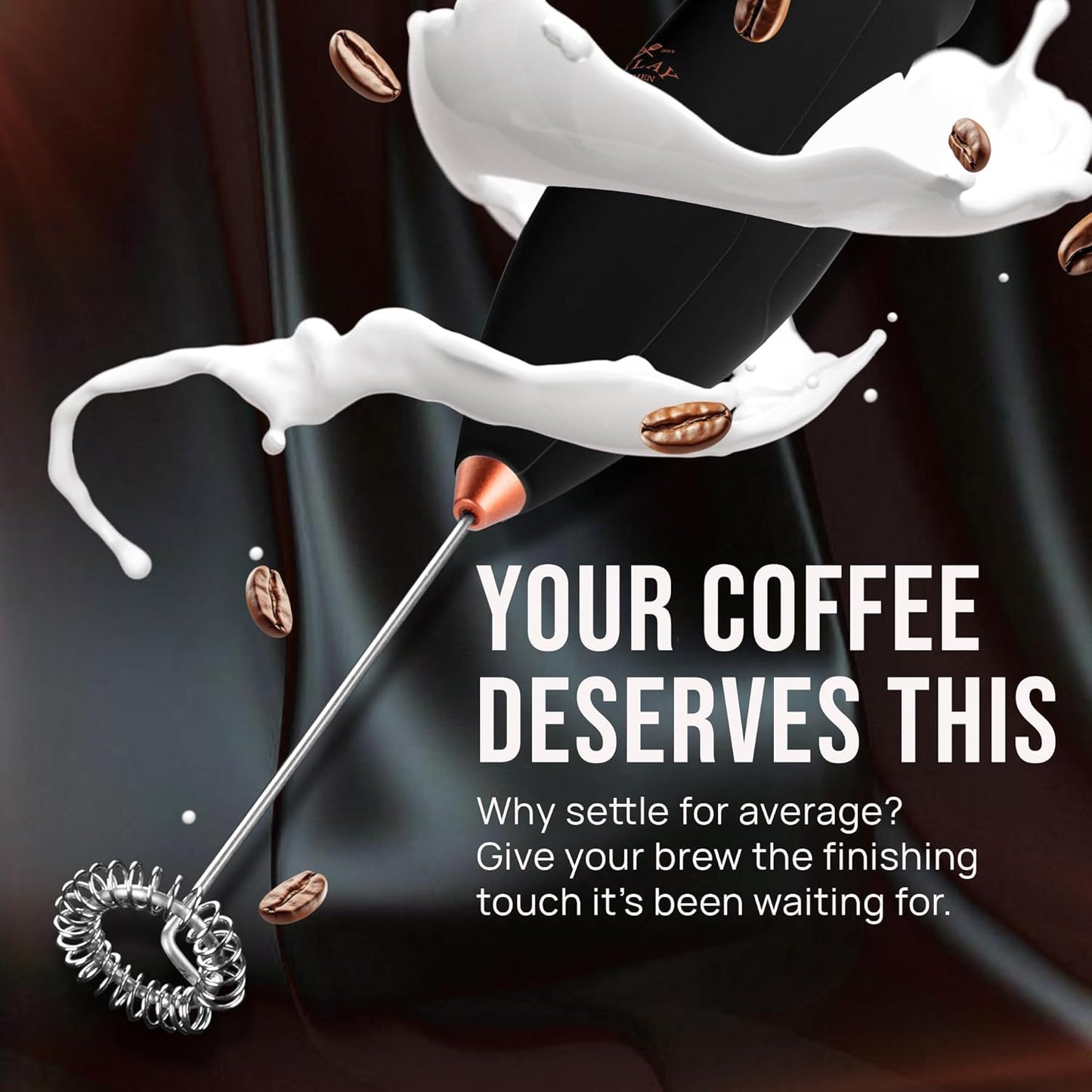 Zulay Kitchen Milk Frother - Luxury Handheld Electric Foam Maker for Coffee & Lattes | Deluxe Gift with 4 Duracell Batteries