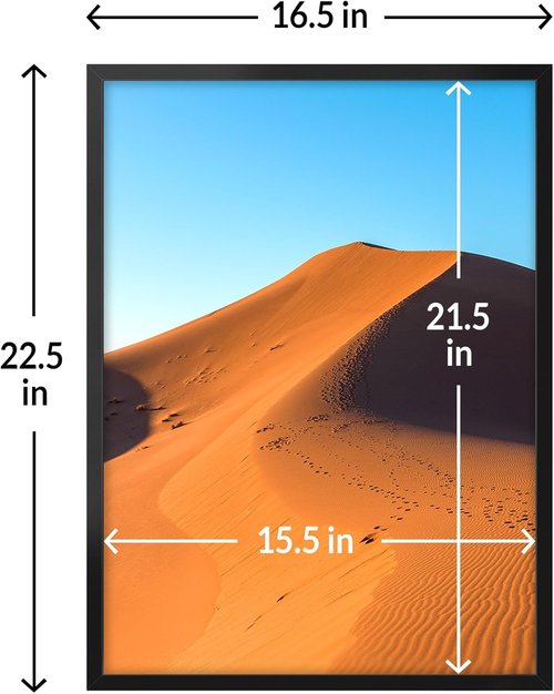 LaVie Home 16x22 Picture Frame - Classic Black Wall Display Frame with HD Plexiglas | Vertical & Horizontal Use