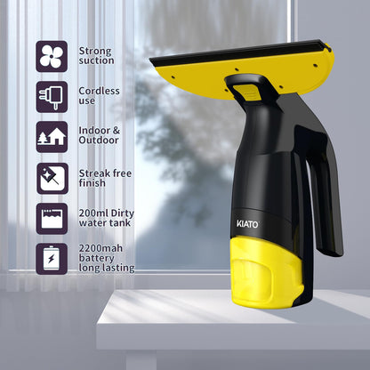 Window Vacuum, Window Vacuum Squeegee, Cordless Window Vacuum Cleaner, Rechargeable Window Vac with Spray/Squeegee/Vacuum, Electric Squeegee for Windows, Tiles, Mirrors, 200ml Water Tank