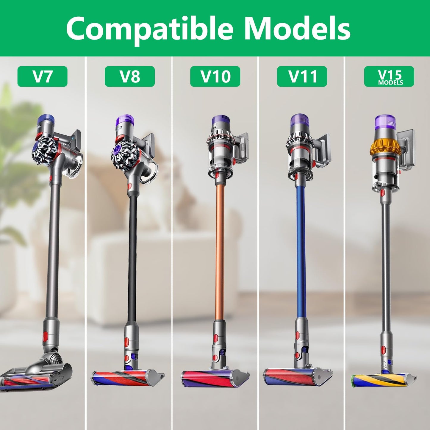 Quick-Release Moterhead Replacement Cleaner Head and Roller Brush Kit Compatible with Dyson V8,V10,V11,V15,SV10,SV12,SV14 Vacuum Cleaners,Vacuum Head Attachments Parts