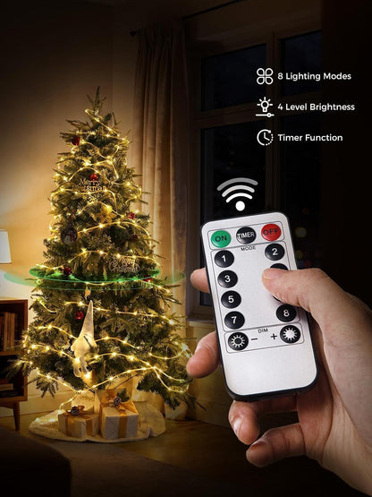 Skiennix Connectable Rope Lights - 66FT 200 LED Waterproof Tube Light | 8 Modes for Indoor/Outdoor Use, Warm White