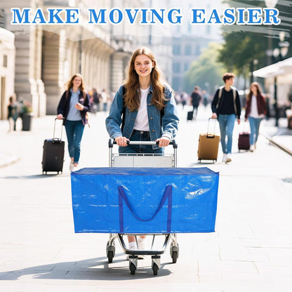 Bigmeta 66 Gallon Extra Large Moving Bags - Heavy Duty Zippered Storage Bag for Travel & Home Use, Blue