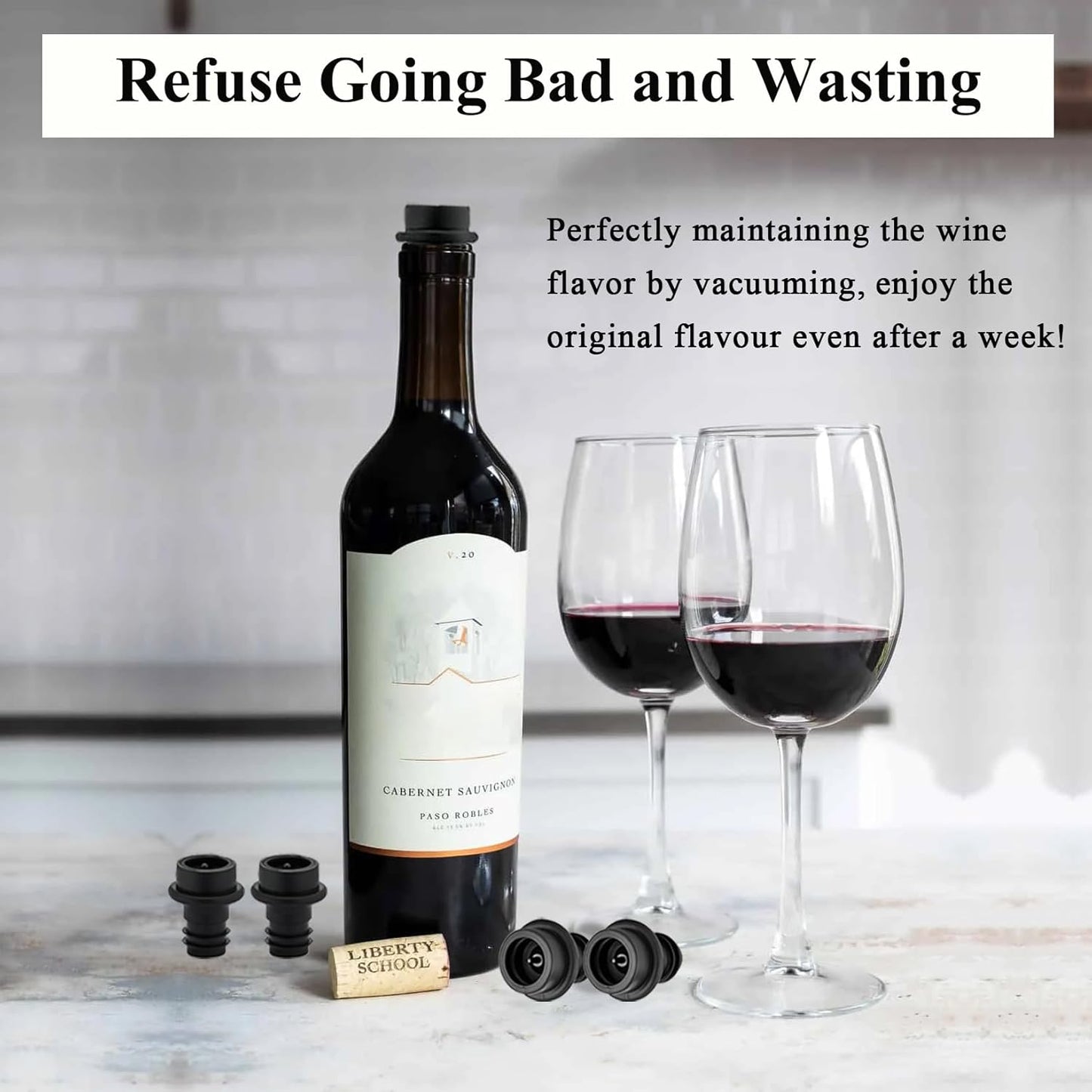 Wine Stoppers Vacuum with Pump, Keep Wine Fresh for up to 7 Days -1 Pump 4 Stopper, Wine Pumps and Wine Vacuum Stopper, Reusable for Wine Saver, Wine Stoppers for Wine Bottles