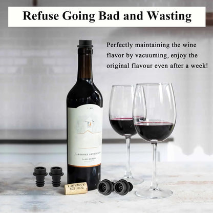 Wine Stoppers Vacuum with Pump, Keep Wine Fresh for up to 7 Days -1 Pump 4 Stopper, Wine Pumps and Wine Vacuum Stopper, Reusable for Wine Saver, Wine Stoppers for Wine Bottles