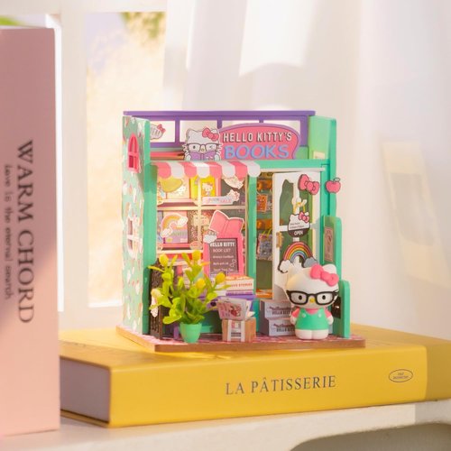 Hands Craft Hello Kitty Miniature Bookstore - Adorable DIY Dollhouse Kit for Creative Adults