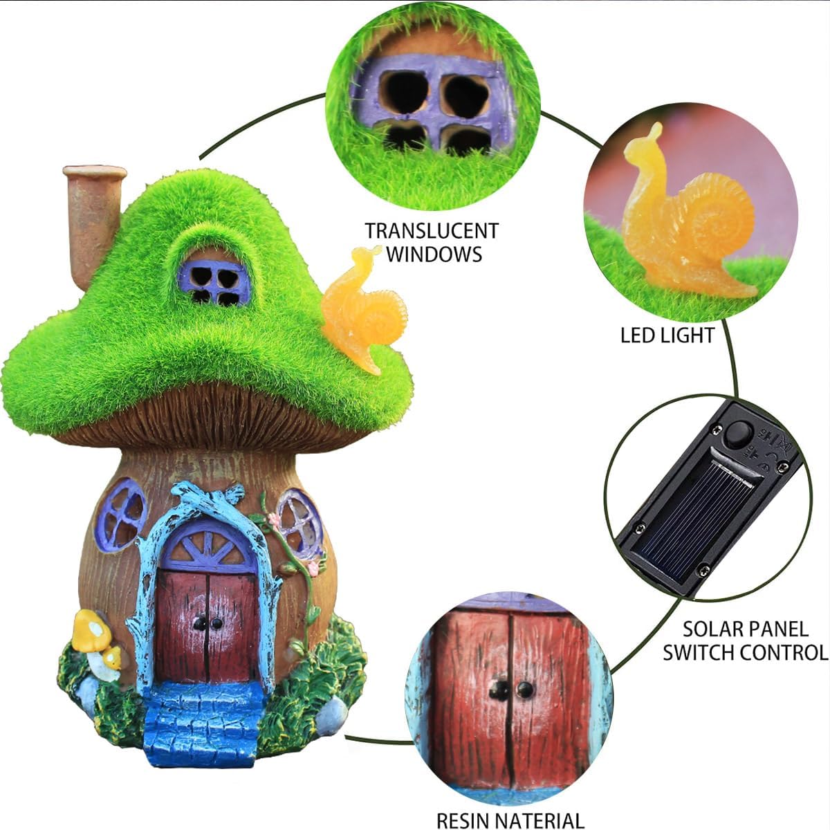 Mushroom Garden Statues - Solar Powered Fairy House Figurine for Outdoor Decor | Perfect Gift for Women, Moms, and Grandmas