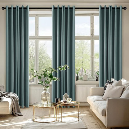 MIULEE Dusty Blue Blackout Curtains for Bedroom Living Room 84 Inches Long 2 Panels, Thermal Insulated Room Darkening Drapes Solid Grommet Noise Reduction Light Blocking Window Treatments 40x84 inch