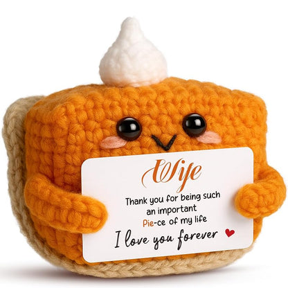 Wife Crochet Mini Pumpkin Pie Plush - Halloween Gift from Husband | 2.36" Decorative Plush