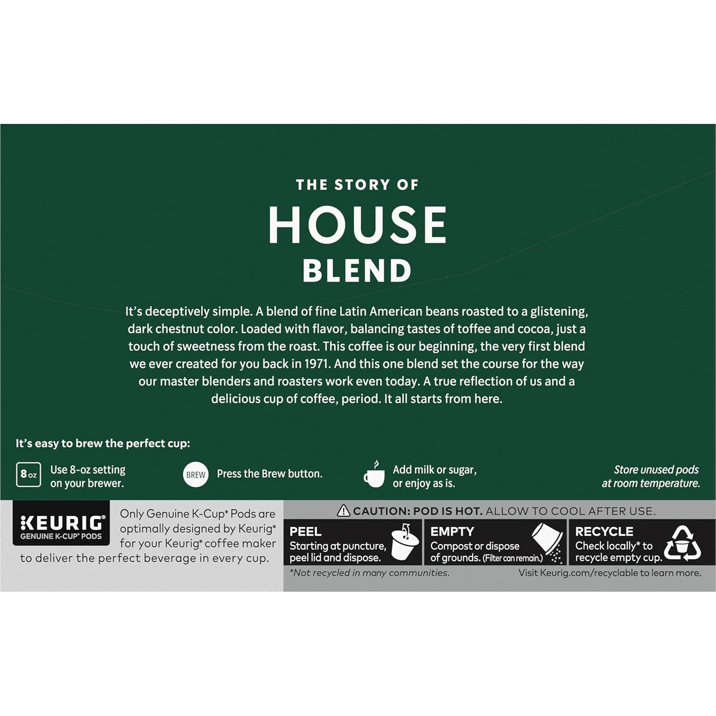 Starbucks K-Cup Coffee Pods - Medium Roast House Blend for Hot or Iced Coffee | 10 Pods