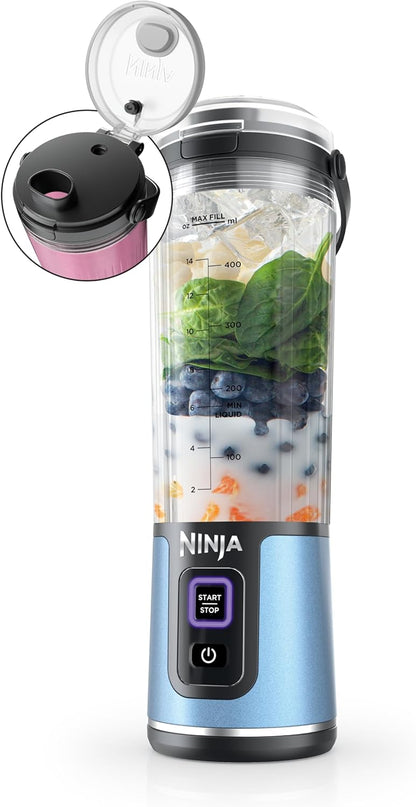 Ninja Blast Portable Blender - Cordless 18oz Personal Blender for Smoothies & Shakes | BPA-Free, USB-C Rechargeable, Metallic Blue