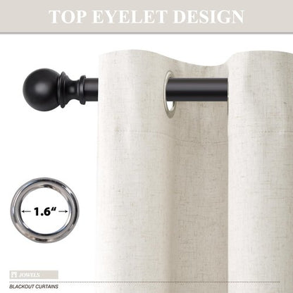 Jowels Cream Linen Blackout Curtains 84 Length 2 Panels Set for Living Room Bedroom, 100% Black Out Thermal Insulated Linen Drapes, Room Darkening Grommet Curtains 84 Inches Long Natural Beige