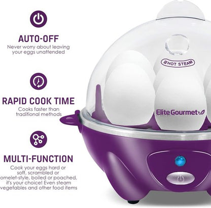 Elite Gourmet Electric Egg Cooker - 7 Egg Capacity Poacher & Omelet Maker with Auto Shut-Off | BPA Free