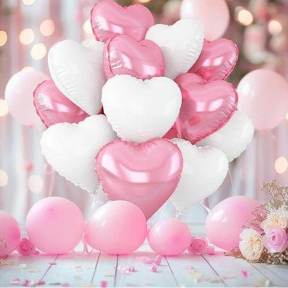 Light Pink Heart Balloons by [Brand Name] - 12 Pcs 18-Inch Foil Balloons for Baby Showers & Weddings