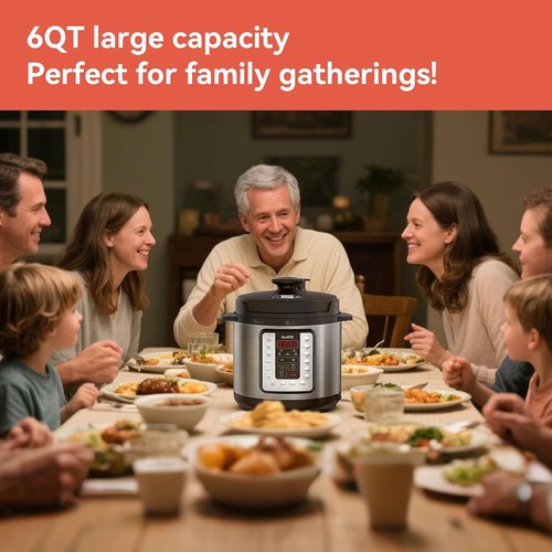 Instant Pot 16-in-1 Electric Pressure Cooker - Programmable 6-Quart Stainless Steel with Slow Cook & Steamer