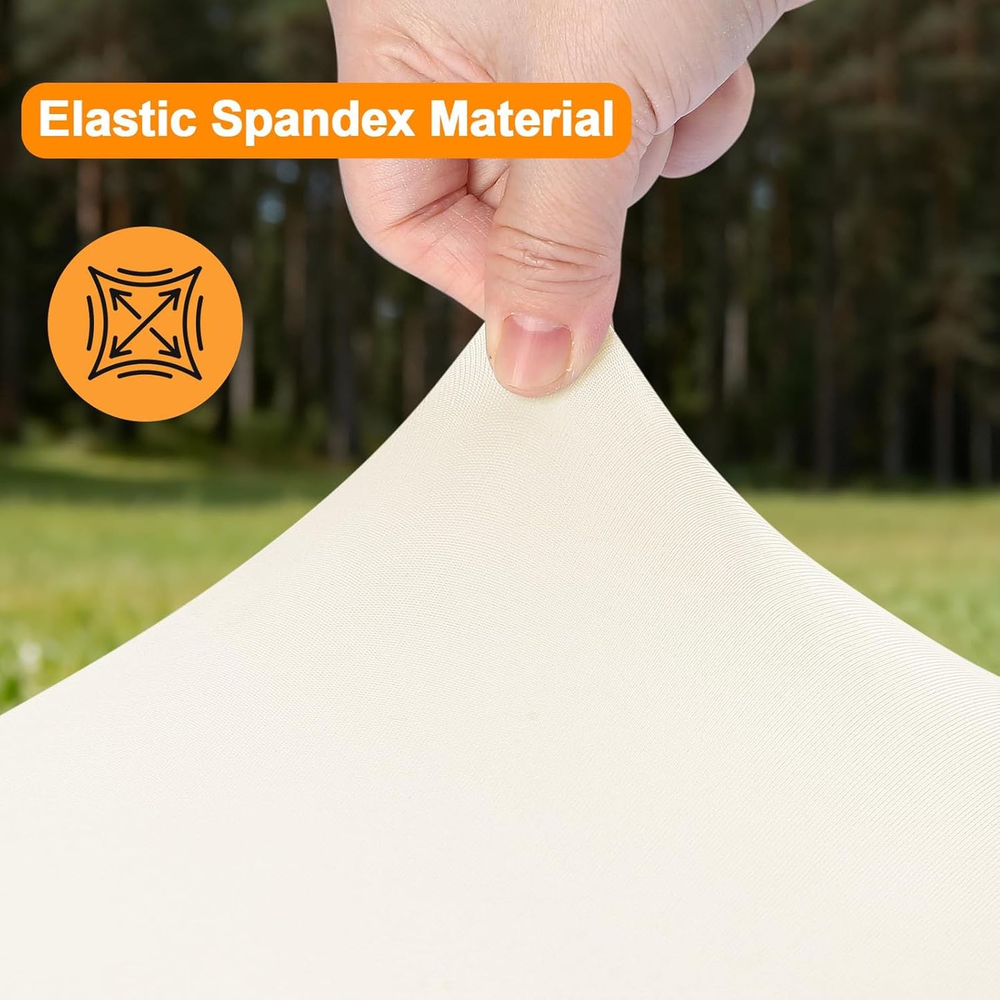 Stretchy Spandex Table Cover by [Brand Name] | 34" x 34" Ivory Fitted Tablecloth - Washable & Wrinkle-Resistant for Indoor/Outdoor Events