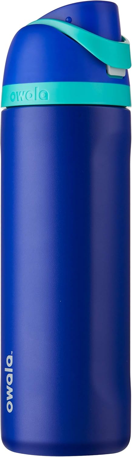 Owala FreeSip Insulated Stainless Steel Water Bottle - BPA-Free, 24-Ounce, Smooshed Blueberry - Perfect for Sports & Travel