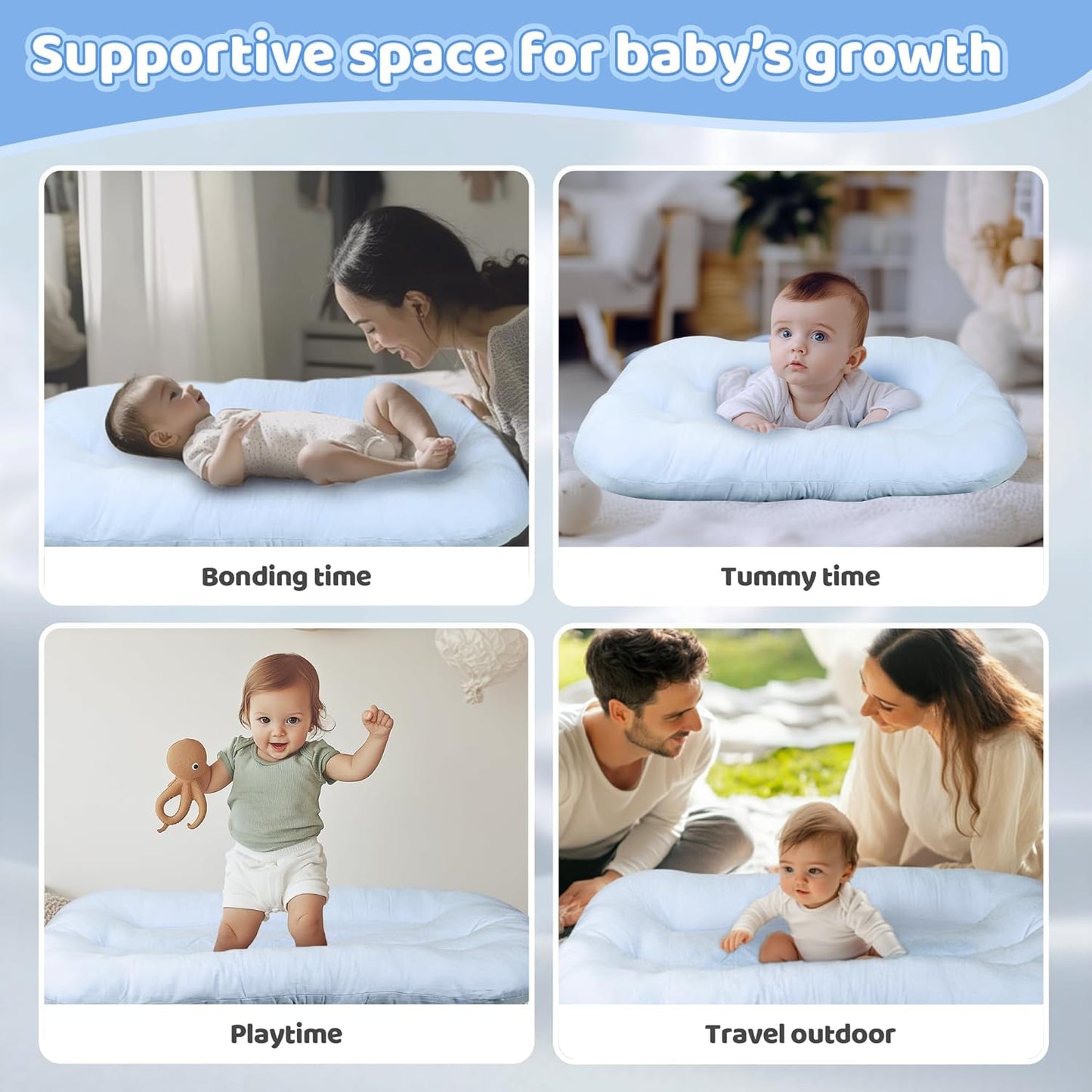 ZumaBlue Infant Support Cushion - Portable Tummy Time Mat for Newborns 0-24 Months | Soft Cotton, Ideal for Home & Travel