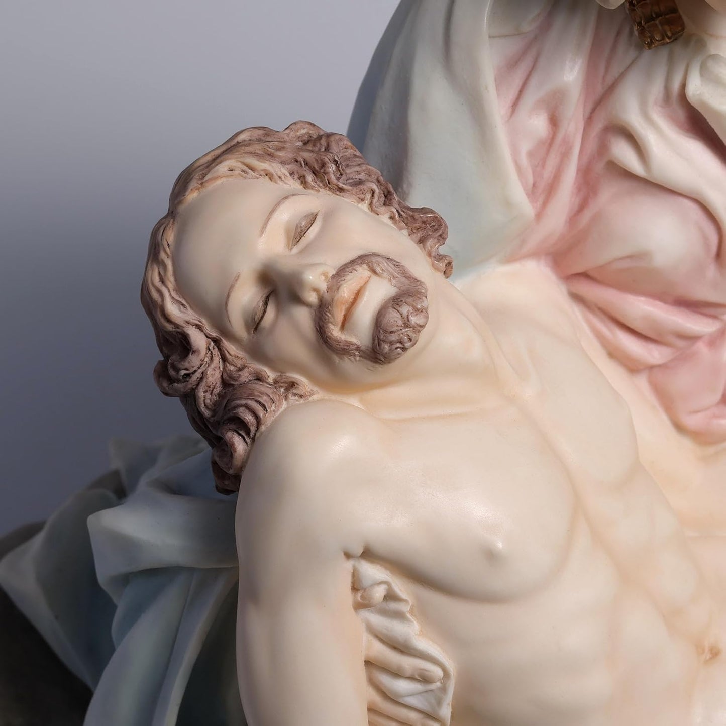Regine Switzerland Pieta & Michelangelo Decorative Figurine - Elegant 10.63 Inch Design in Pink & Blue