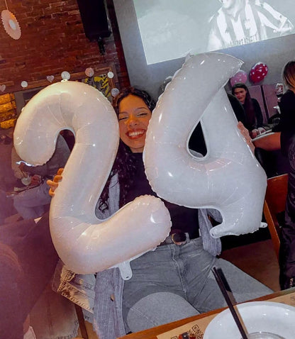 White Number 4 Balloon - 40 Inch Giant Foil Balloon for 4th Birthday Party Decorations