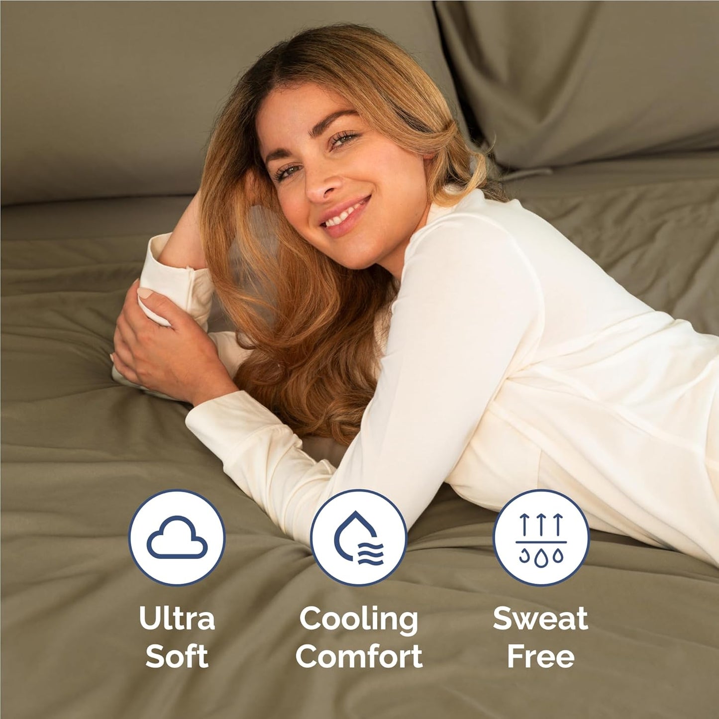 Skiennix Full Size 4-Piece Sheet Set - Ultra-Soft Cooling Bedding - Deep Pockets, Wrinkle-Free - Khaki