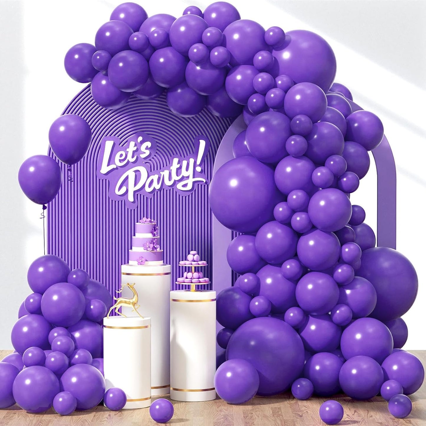 Skiennix Purple Balloon Kit - 120 Pcs in 5-18 Inch Sizes for Birthday, Wedding & Baby Shower Decor
