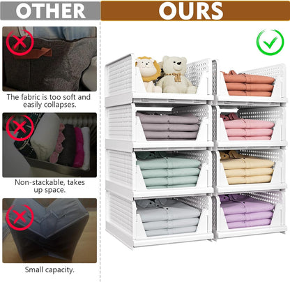 SNSLXH Stackable Closet Organizer Box - Multifunctional Foldable Storage Basket for Bathroom & Laundry, Green | 5 Pack