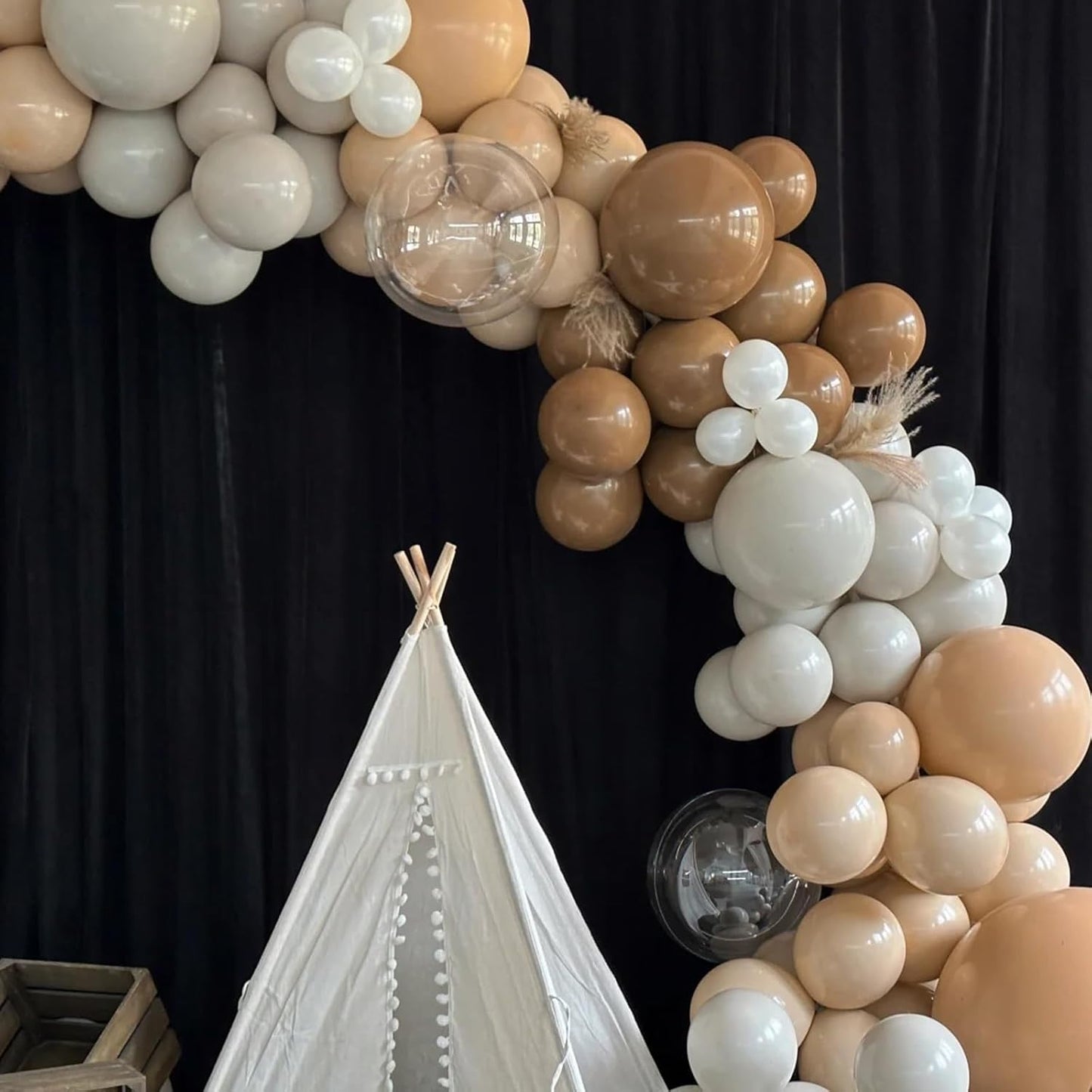 Voircoloria Tan Balloon Garland Kit - 130pcs Light Brown Latex Balloons in Various Sizes for Parties & Events