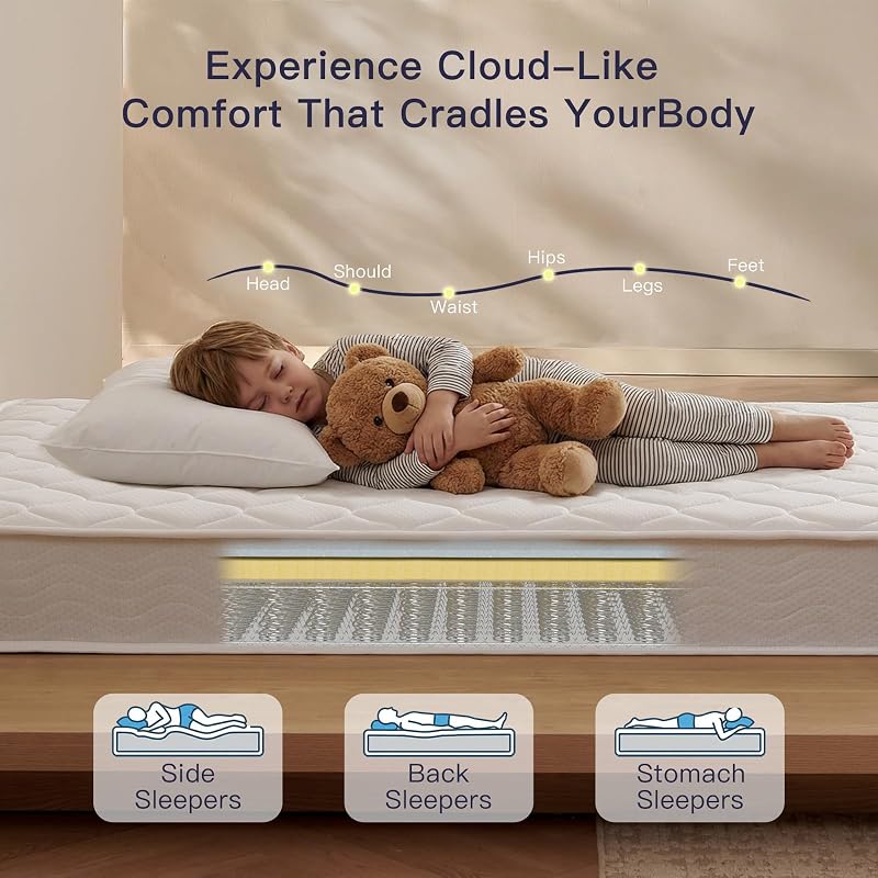 Profus 8 Inch Twin Hybrid Memory Foam & Bonnell Spring Mattress - White Variation