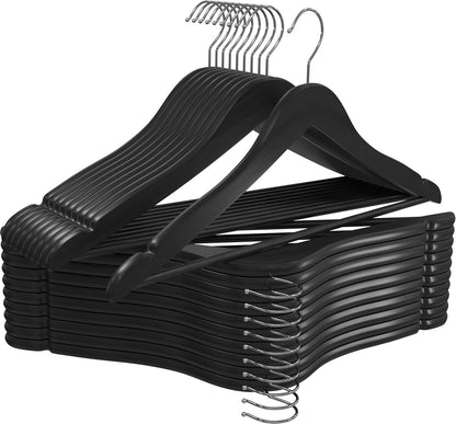Utopia Home Wooden Hangers 20 Pack - Durable Slim Coat Hangers with 360-Degree Rotatable Hook - Black