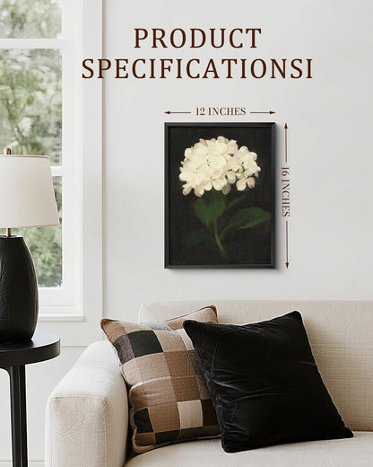 Bzstyleart Metal Framed Wall Art - Textured Hydrangea Canvas Print for Aesthetic Decor | 12 x 16 Inch