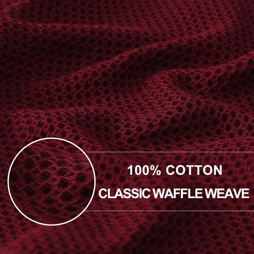Homaxy 100% Cotton Waffle Weave Kitchen Dish Towels - Ultra Soft & Absorbent, 13 x 28 Inches, 4-Pack | Burgundy