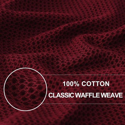 Homaxy Kitchen Dish Cloths - 100% Cotton Waffle Weave, Ultra Soft & Absorbent | 12 x 12 Inches, 6-Pack, Burgundy