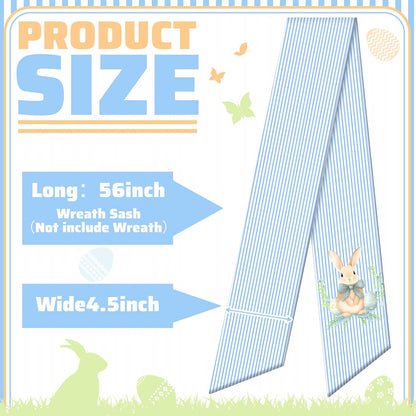 VitalCozy Easter Bunny Wreath Sash - Satin Embroidery Monogram Ribbon for Indoor/Outdoor Decor